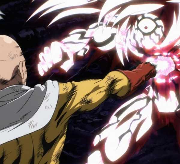 Saitama and a monster in One Punch Man