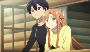Asuna and Kirito in Sword Art Online