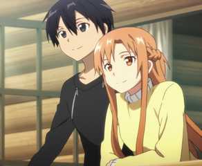 Asuna and Kirito in Sword Art Online