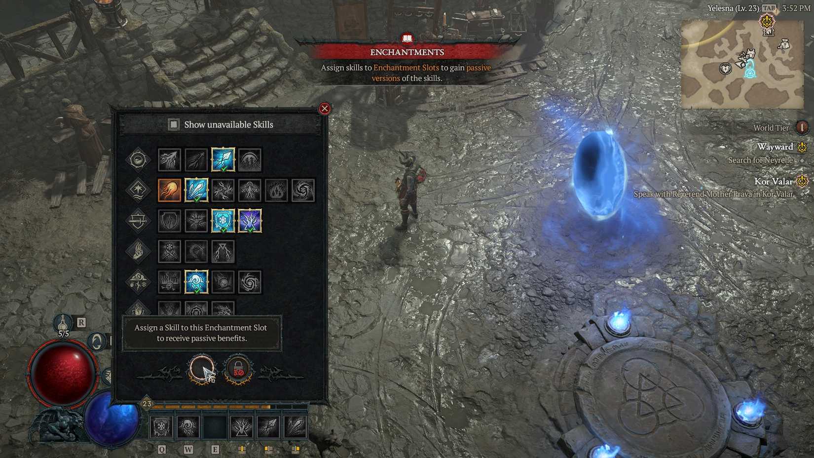 Diablo 4 Unique Class Mechanic Sorceress Enchantments Skill Assignment Menu Slots Effects
