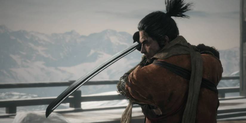 Sekiro about to fight a member of the Ashina Clan