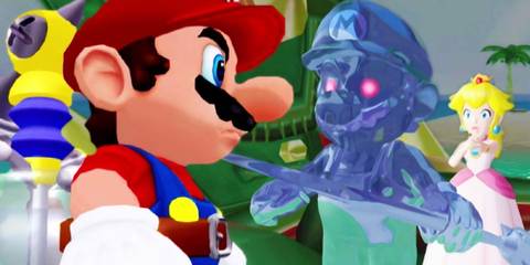 Mario facing off against Shadow Mario