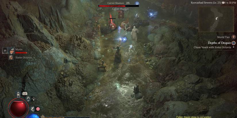 A player attacking a Shaman in Diablo 4