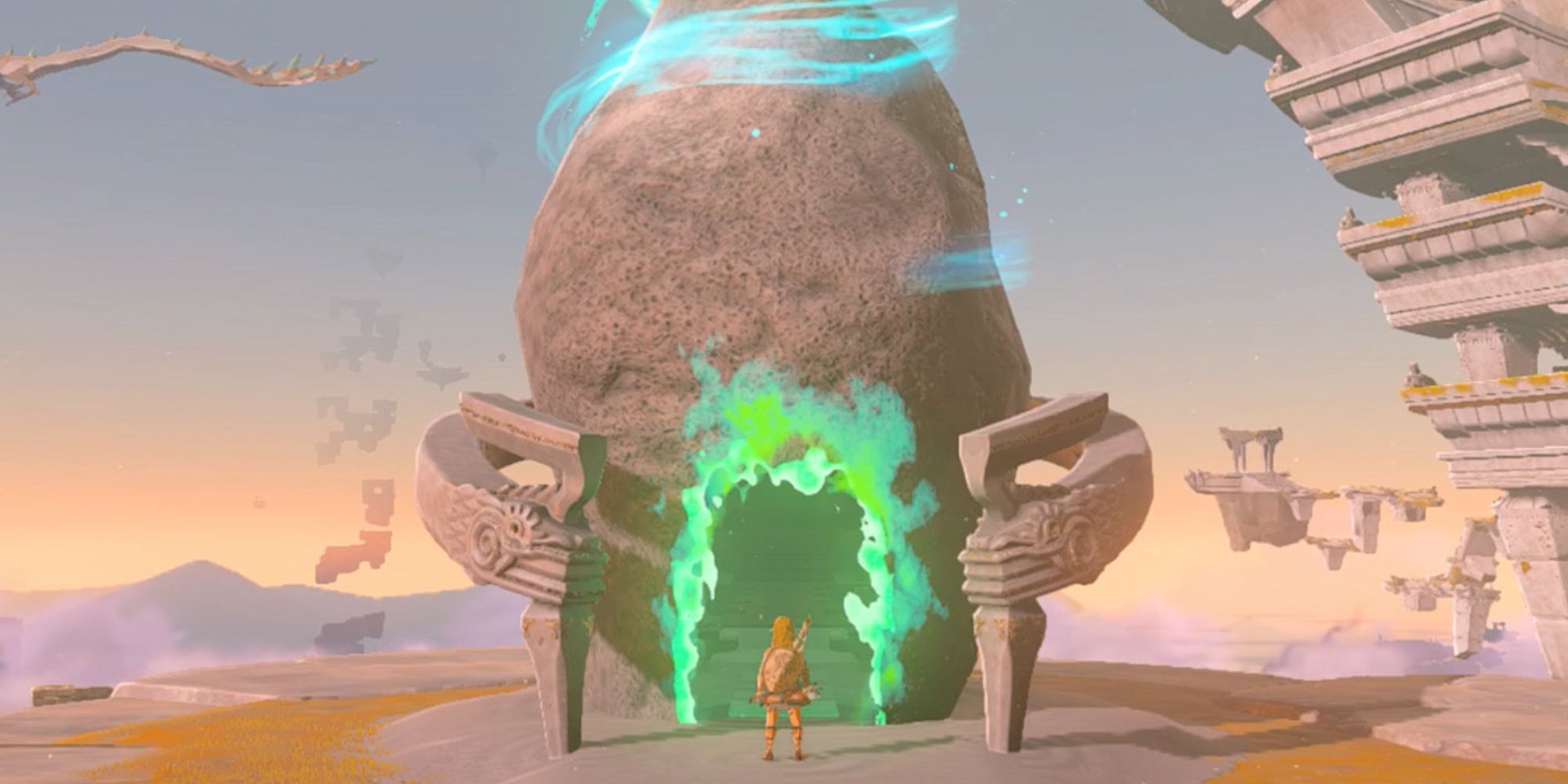 Link entering a Shrine of Light on a Sky Island