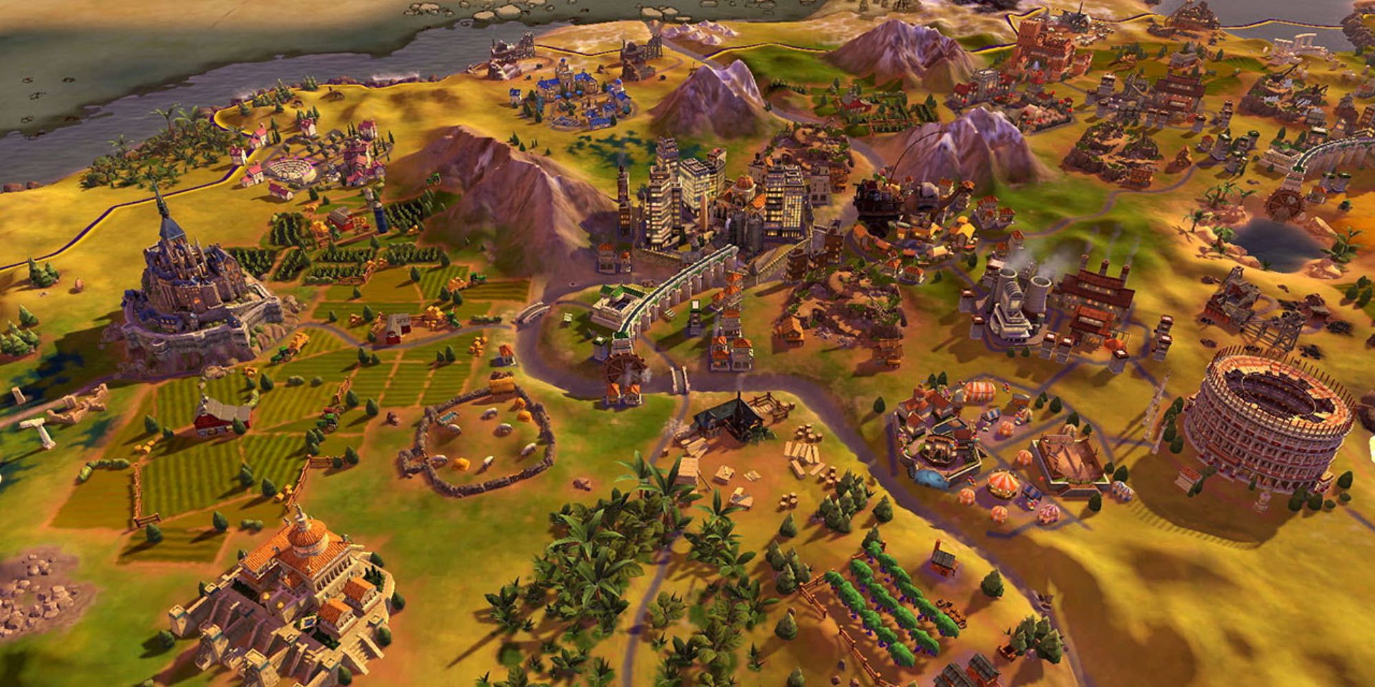 A player's empire in Sid Meier's Civilization 6