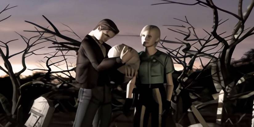 Silent Hill Harry holding baby 