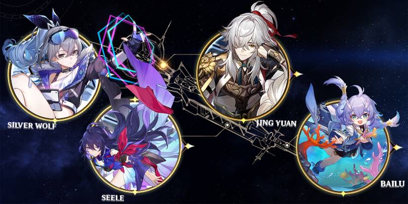 silver wolf-seele-jing yuan-and bailu in honkai star rail