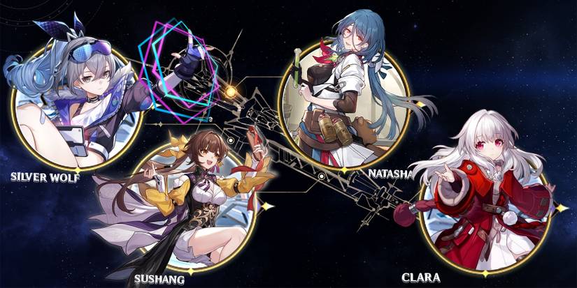 silver wolf-sushang-natasha-and clara in honkai star rail