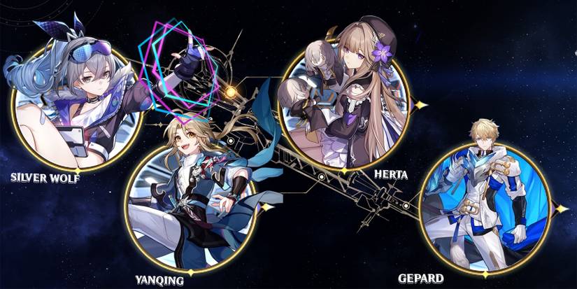 silver wolf-yanqing-herta-and gepard in honkai star rail