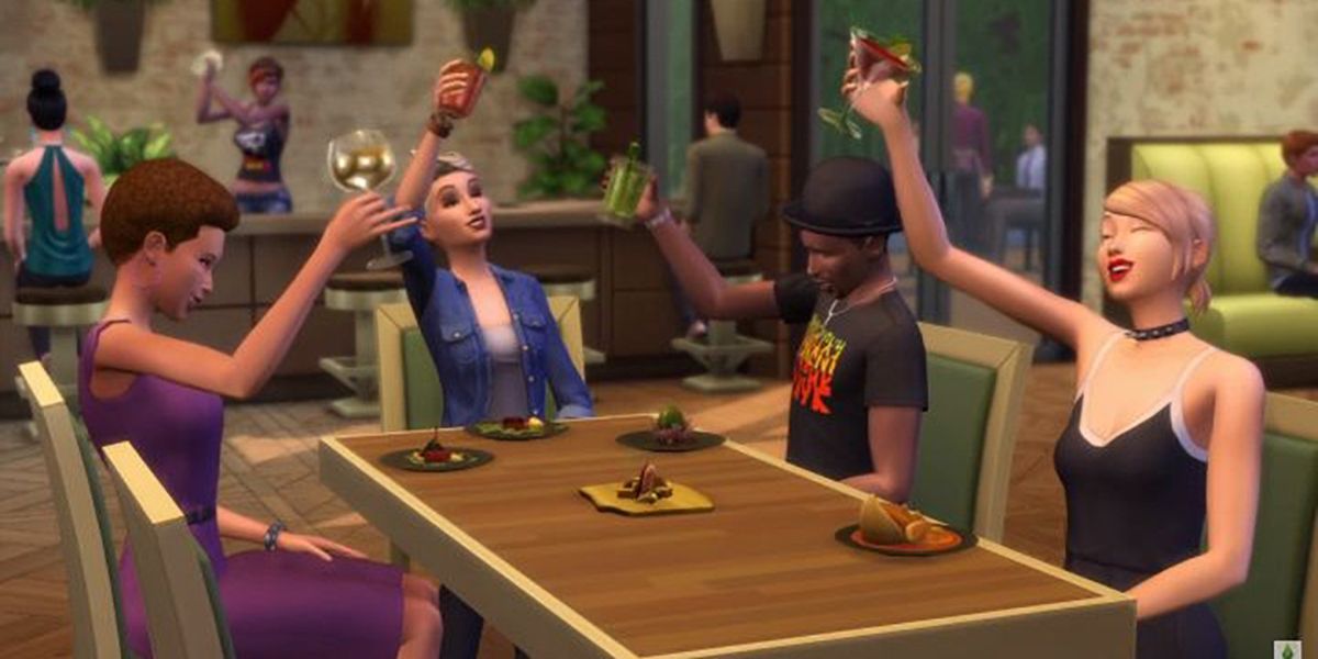 The Sims are at a diner toasting to a fun night out together on a girl's night out holiday