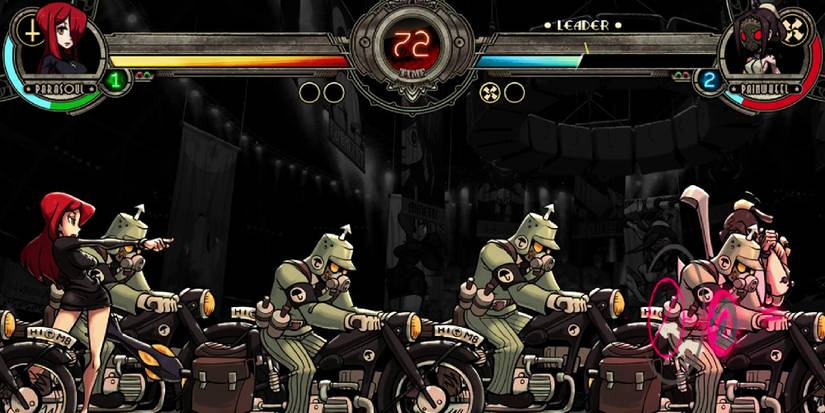 Parasoul employing her ultimate move on Painwheel. 