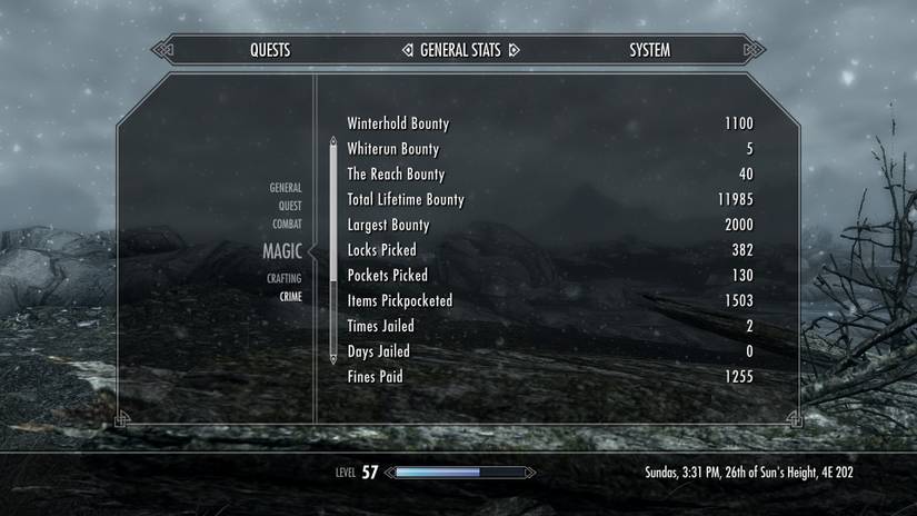 Skyrim Bounty Stats