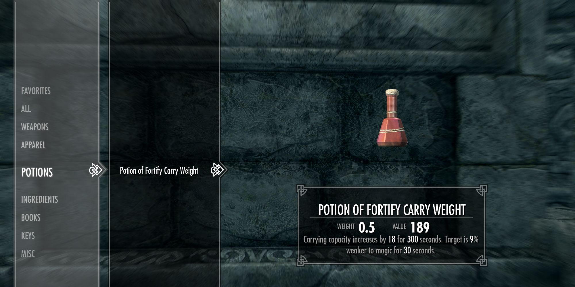 Skyrim: How To Make A Fortify Carry Weight Potion