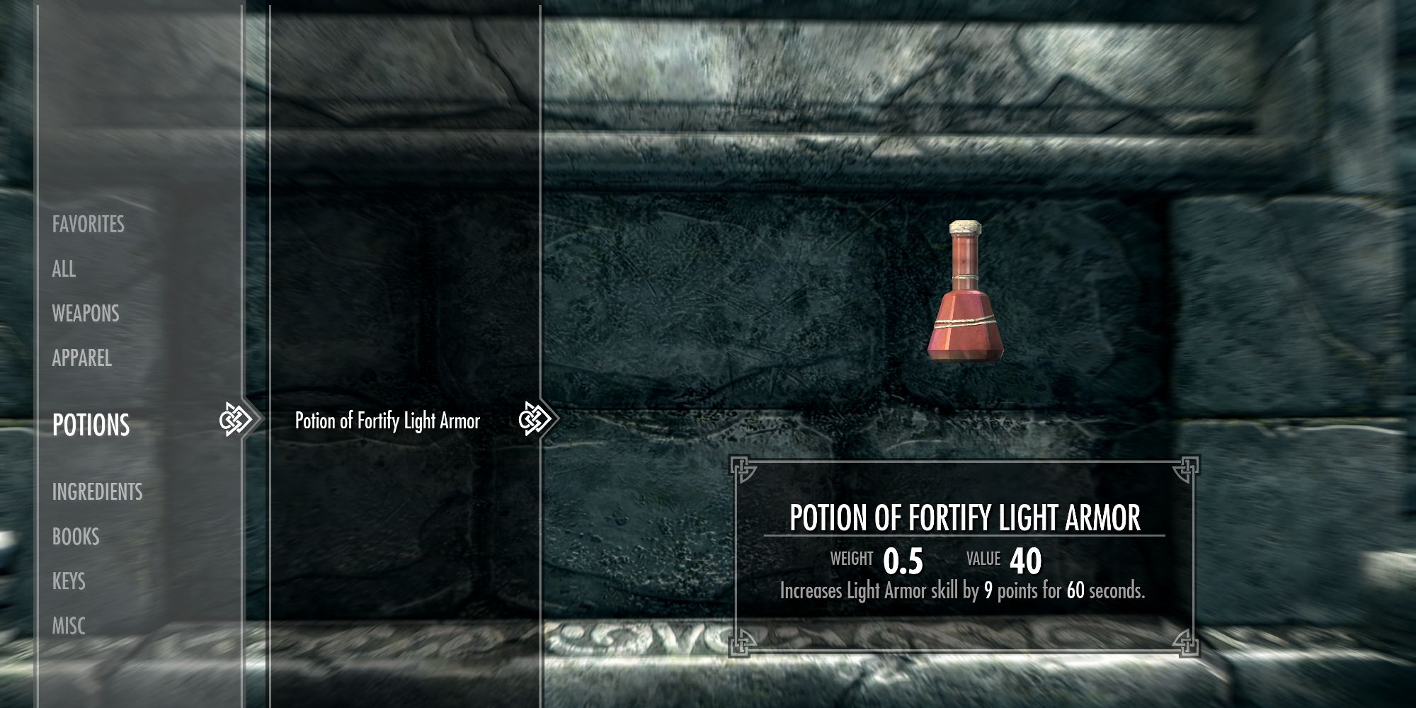 Skyrim How To Make A Fortify Light Armor Potion