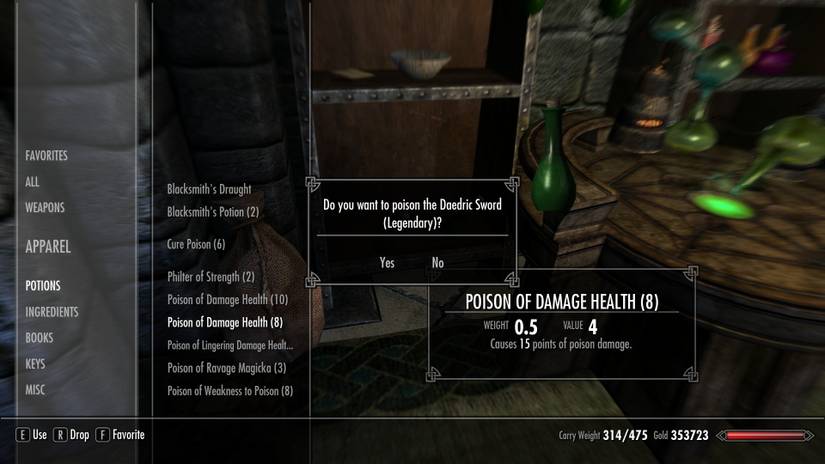 Skyrim Poison Application