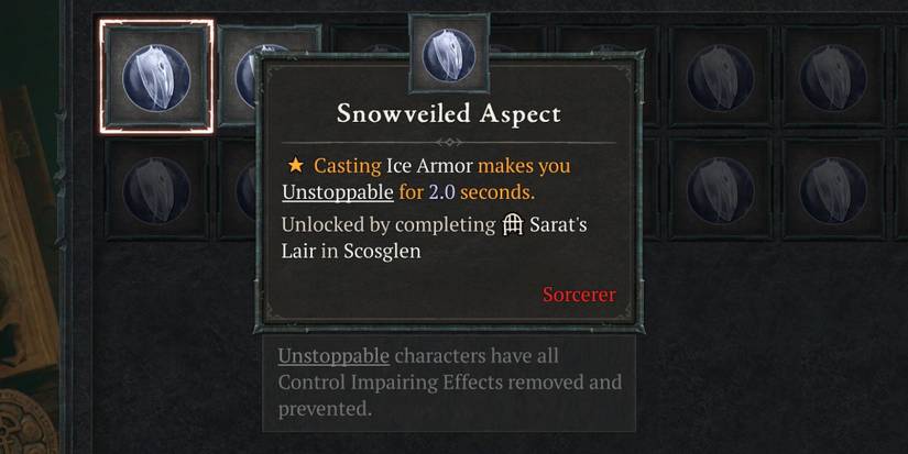 The Snowveiled Aspect in Diablo 4