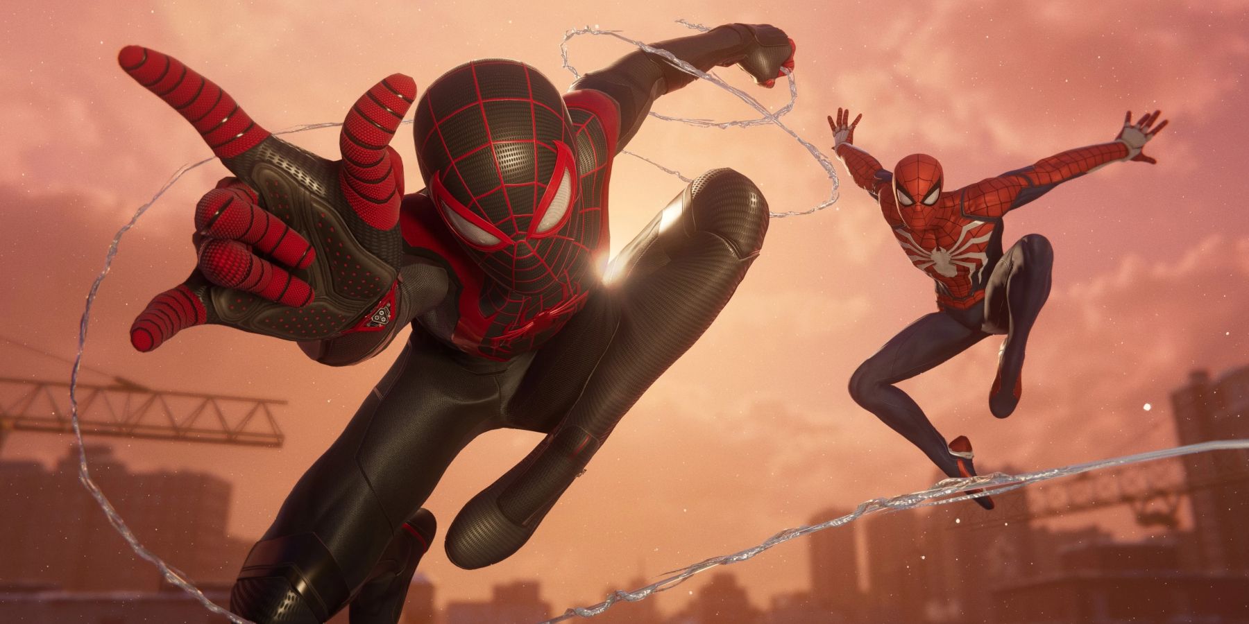 spider-man miles and peter mid-air