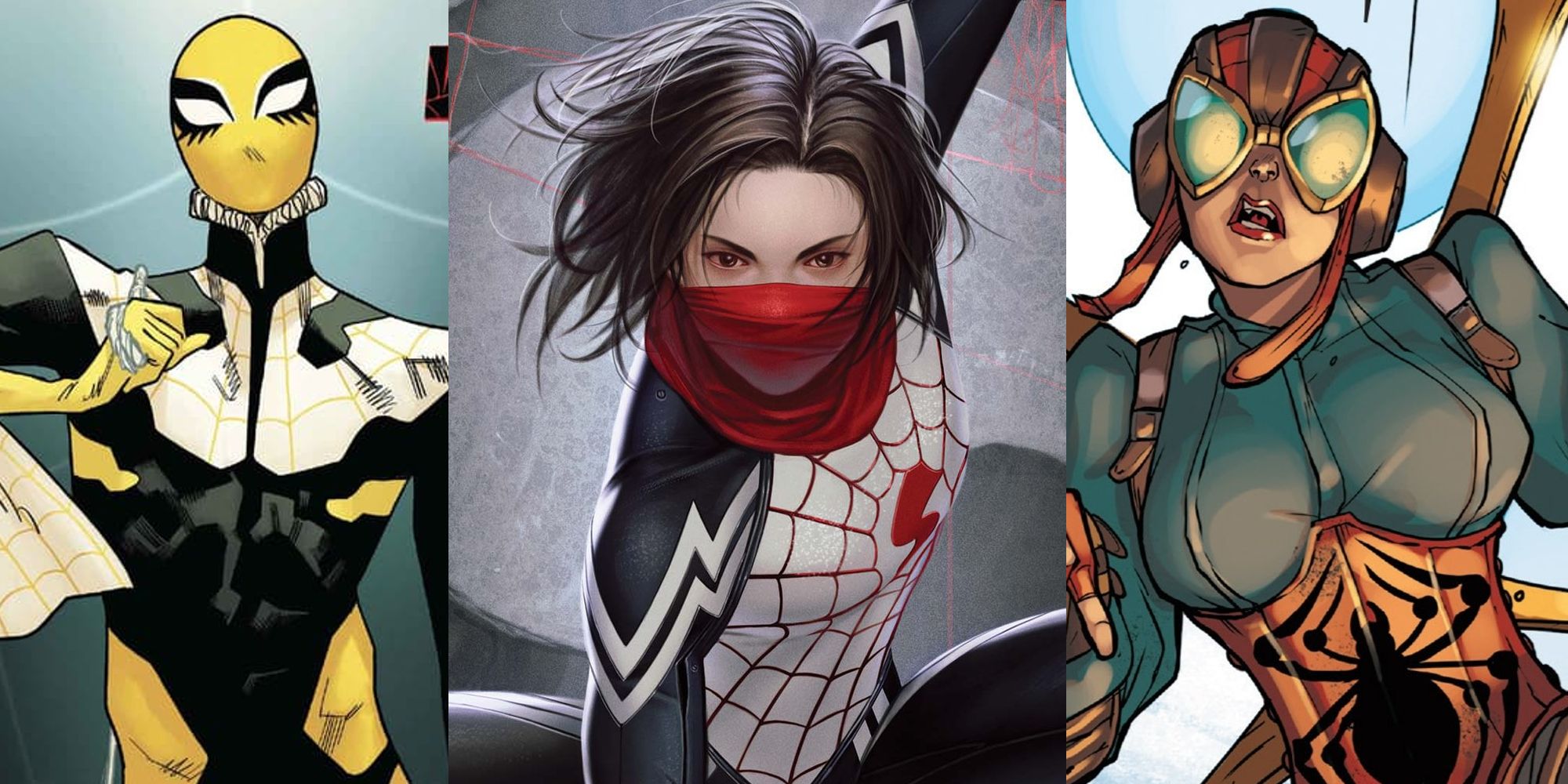 Web Weaver in a fashion show; Silk on a comic cover; Lady Spider
