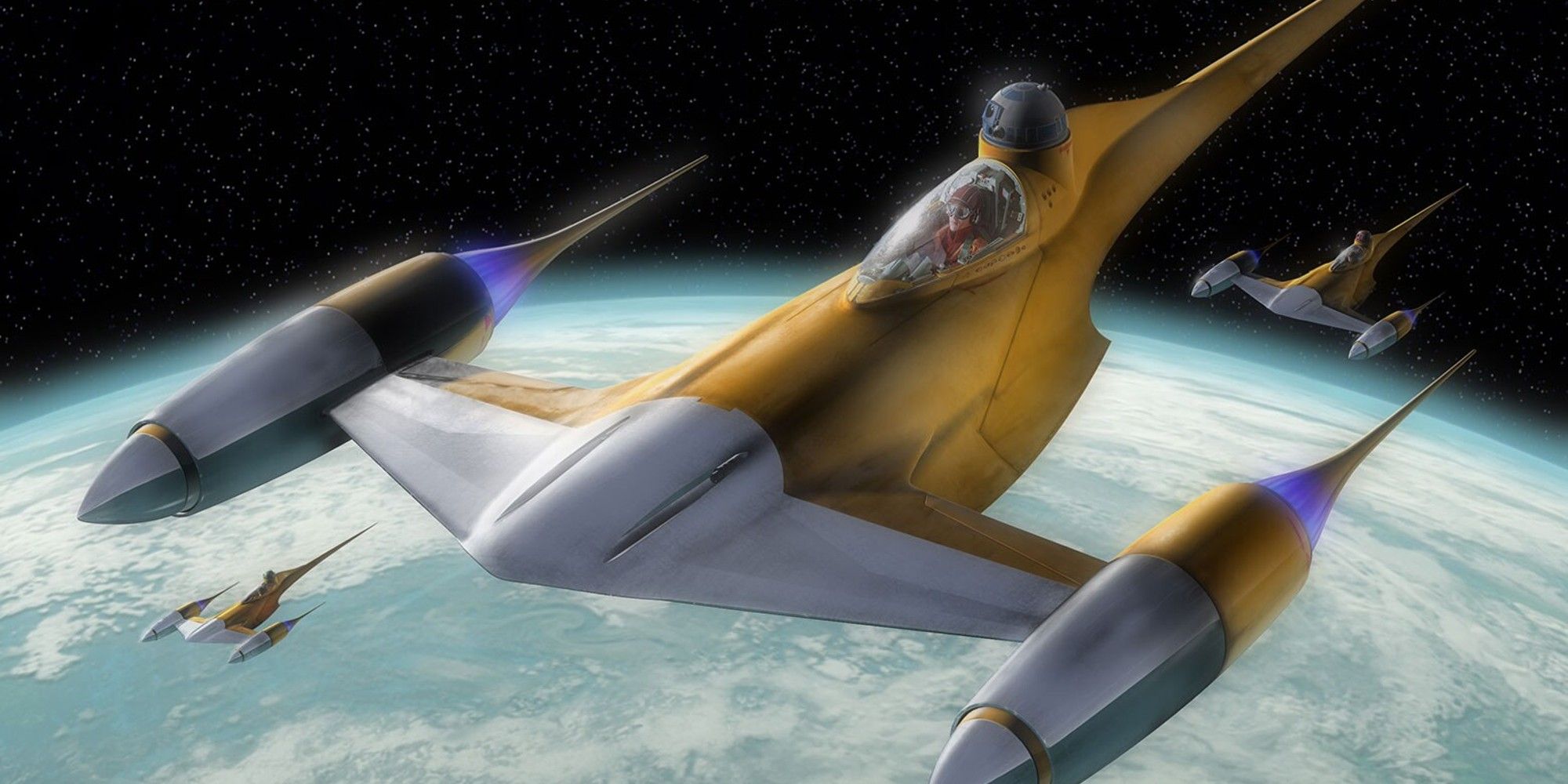 a naboo n-1 starfighter in space