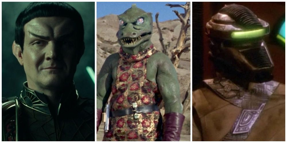 A collage showing members of the Typhon Pact, a Romulan, a Gorn, and a Breen.