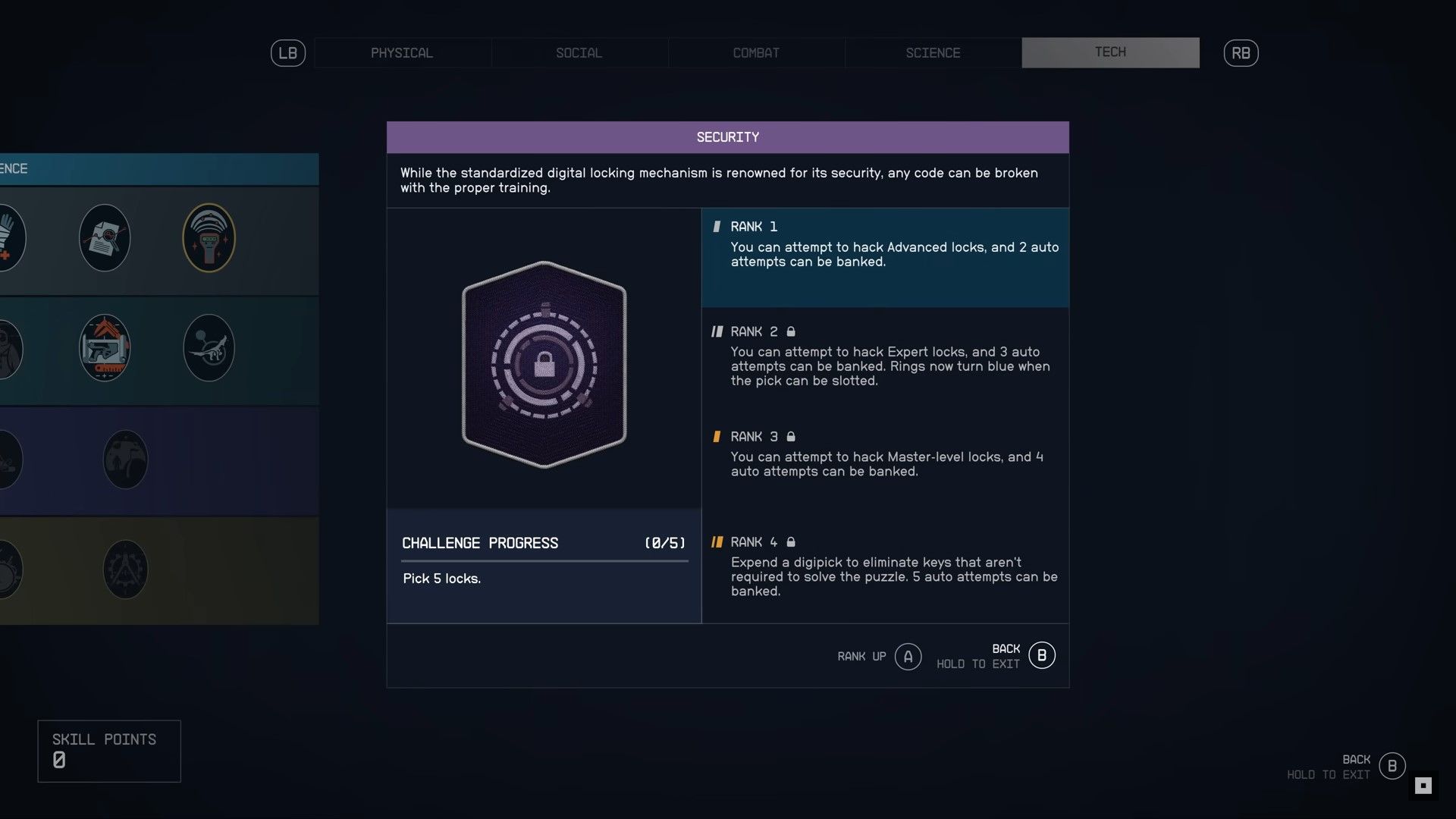 Starfield's Skill Rank Challenges for Security