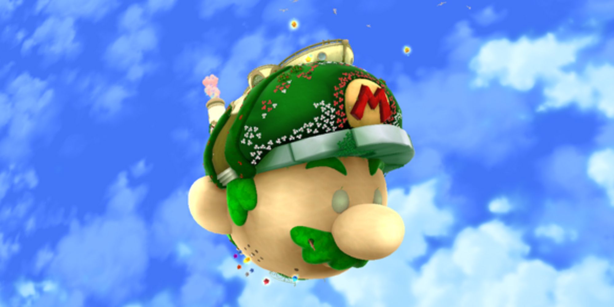 Starship Mario floating in the sky