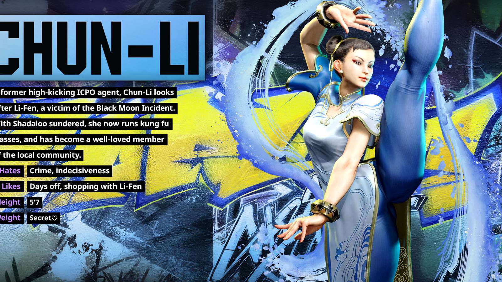 image showing chun-li and her character overview in street fighter 6.