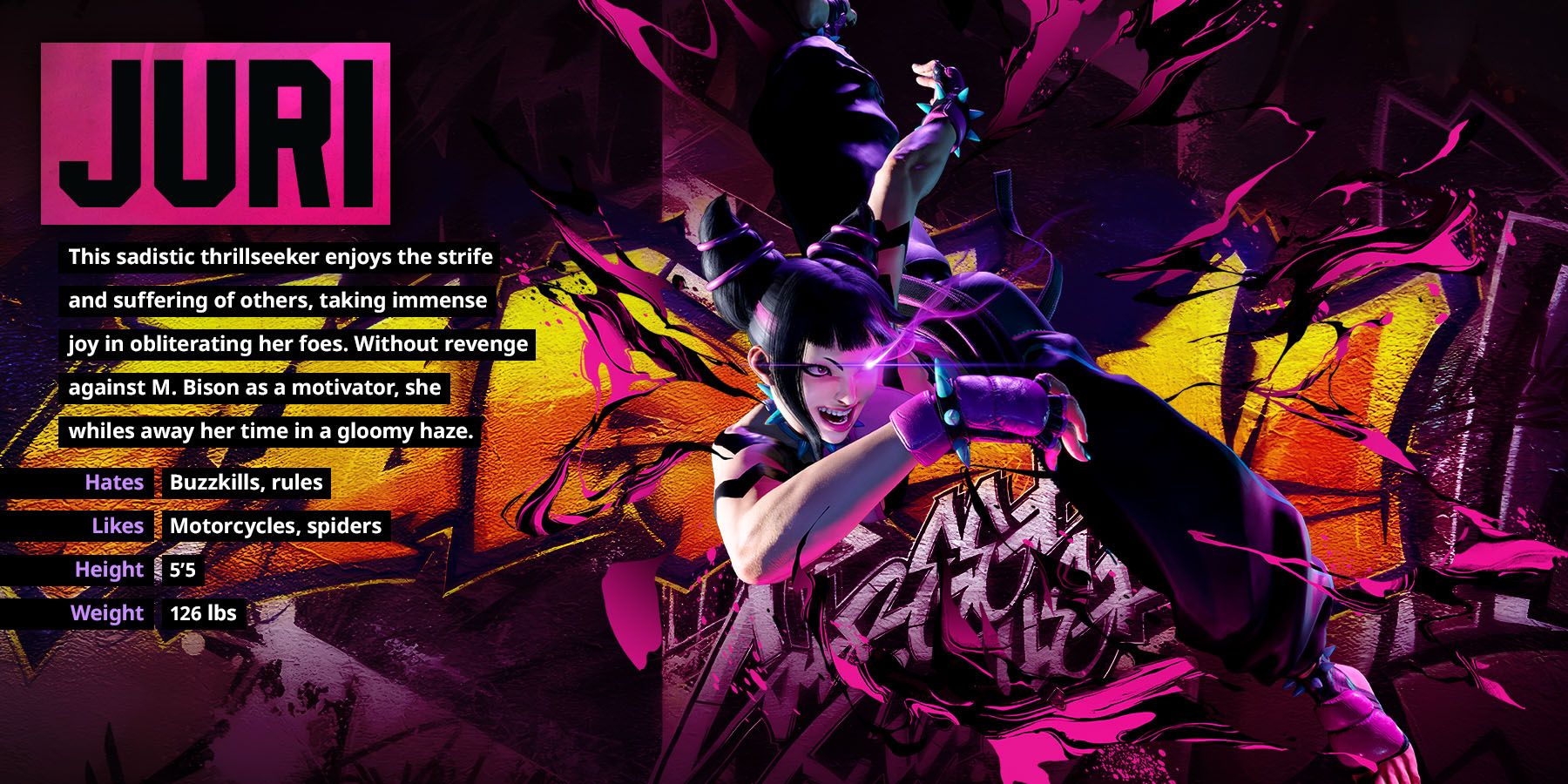 image showing juri and her character overview in street fighter 6.