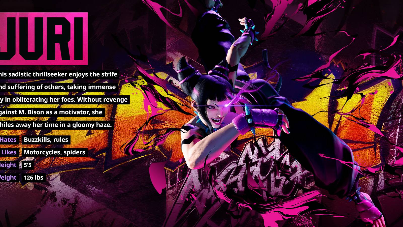 image showing juri and her character overview in street fighter 6.