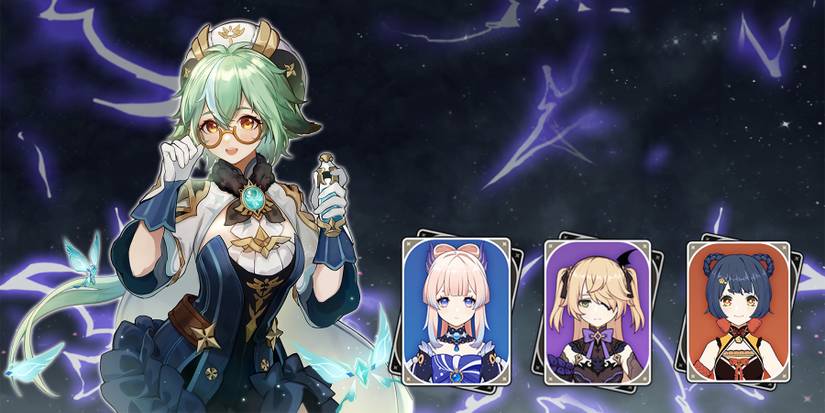 sucrose-kokomi-fischl-and xiangling electro-charged team in genshin impact