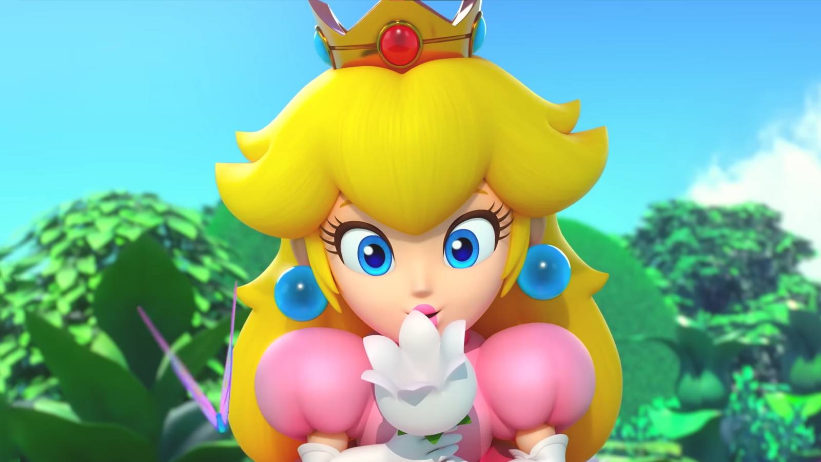 Super Mario RPG remake reveal trailer screenshot Princess Peach holding flower