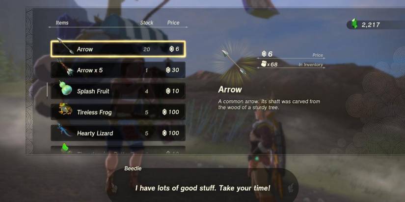 Tears of the Kingdom Beedle Selling Arrows at Foothill Stable