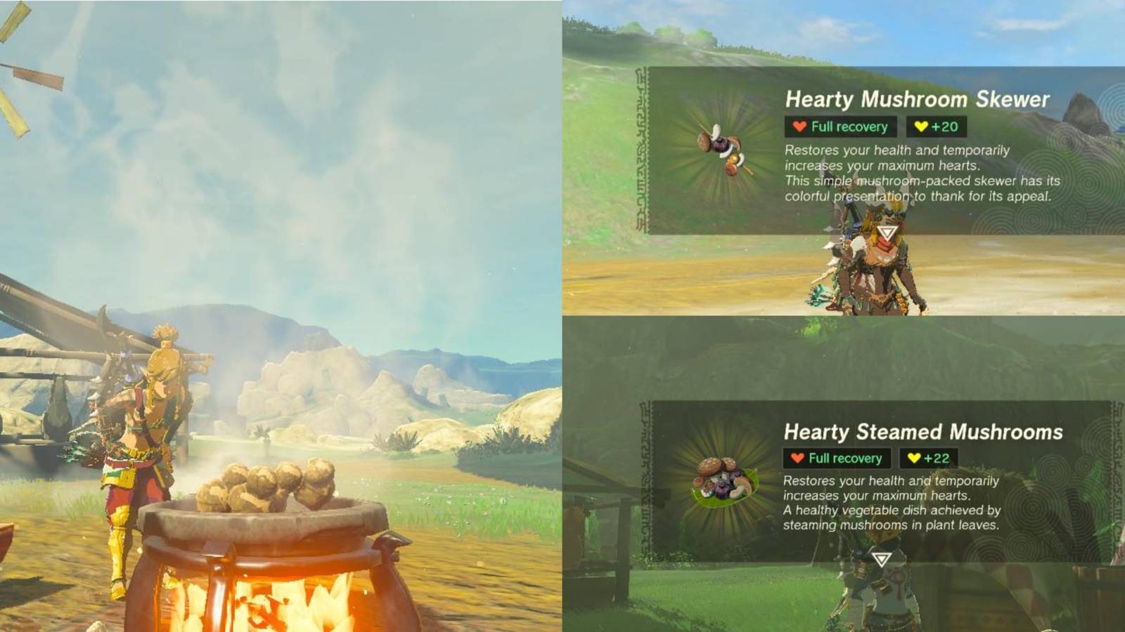 Link and two bonus heart recipes from Tears of the Kingdom