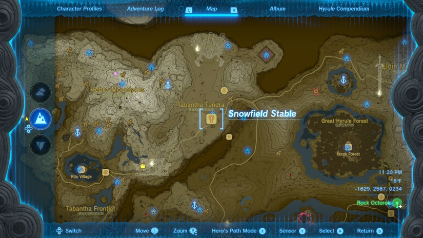 zelda tears of the kingdom snowfield stable location