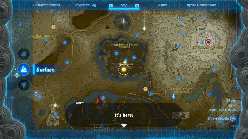 zelda tears of the kingdom maca's special place ninjis shrine