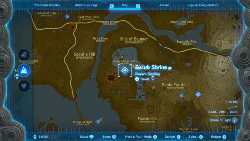 zelda tears of the kingdom susub shrine location