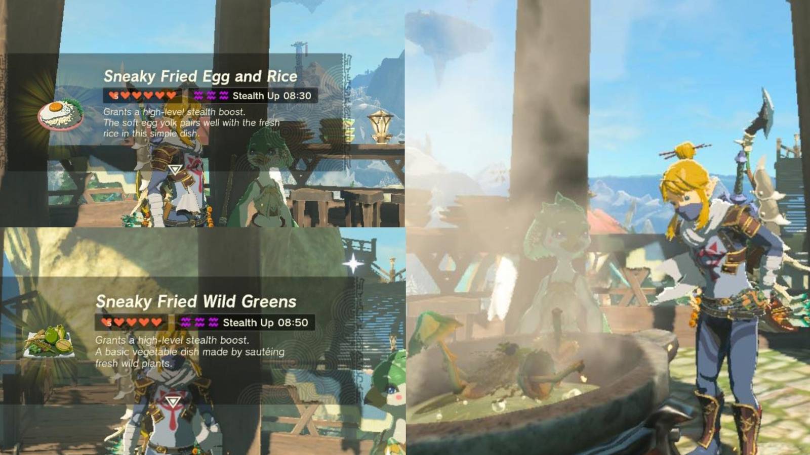 Link from Tears of the Kingdom cooking and two sneaky recipes