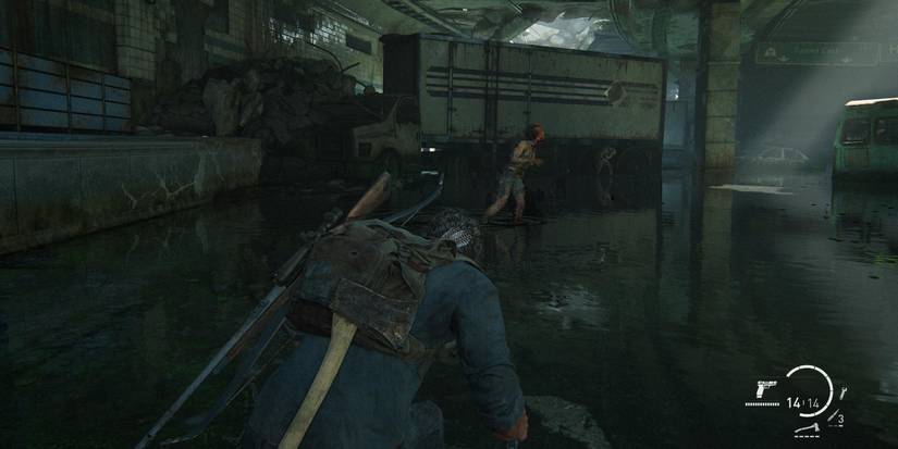 Ellie crouches in The Last of Us Part 2