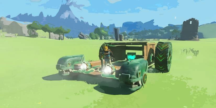 The Legend of Zelda Tears of the Kingdom TOTK Link driving custom car posterized edit