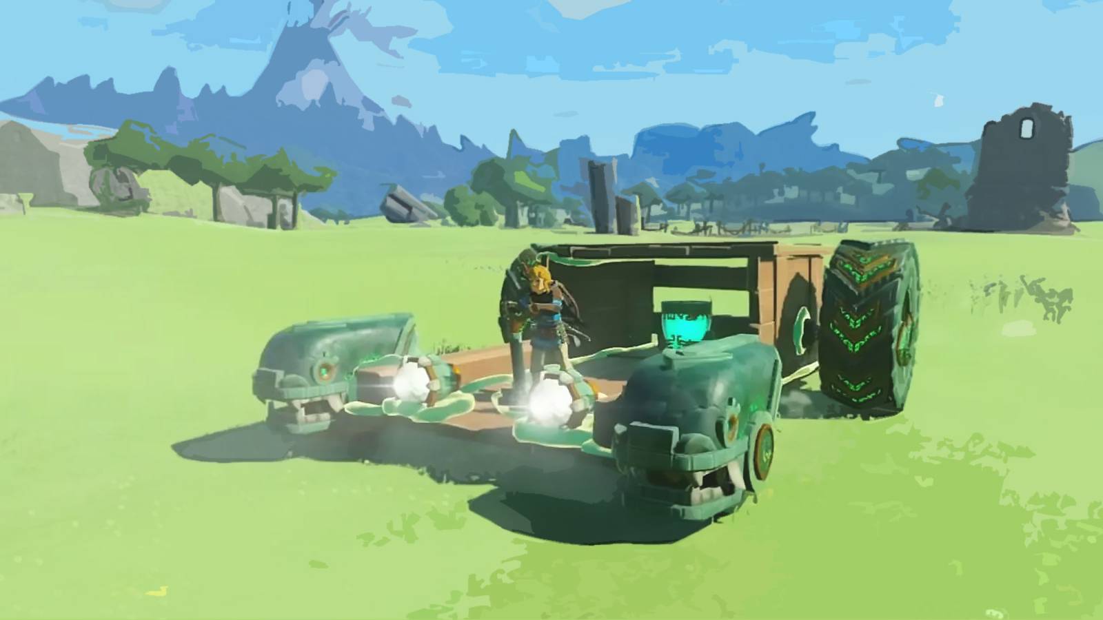 The Legend of Zelda Tears of the Kingdom TOTK Link driving custom car posterized edit