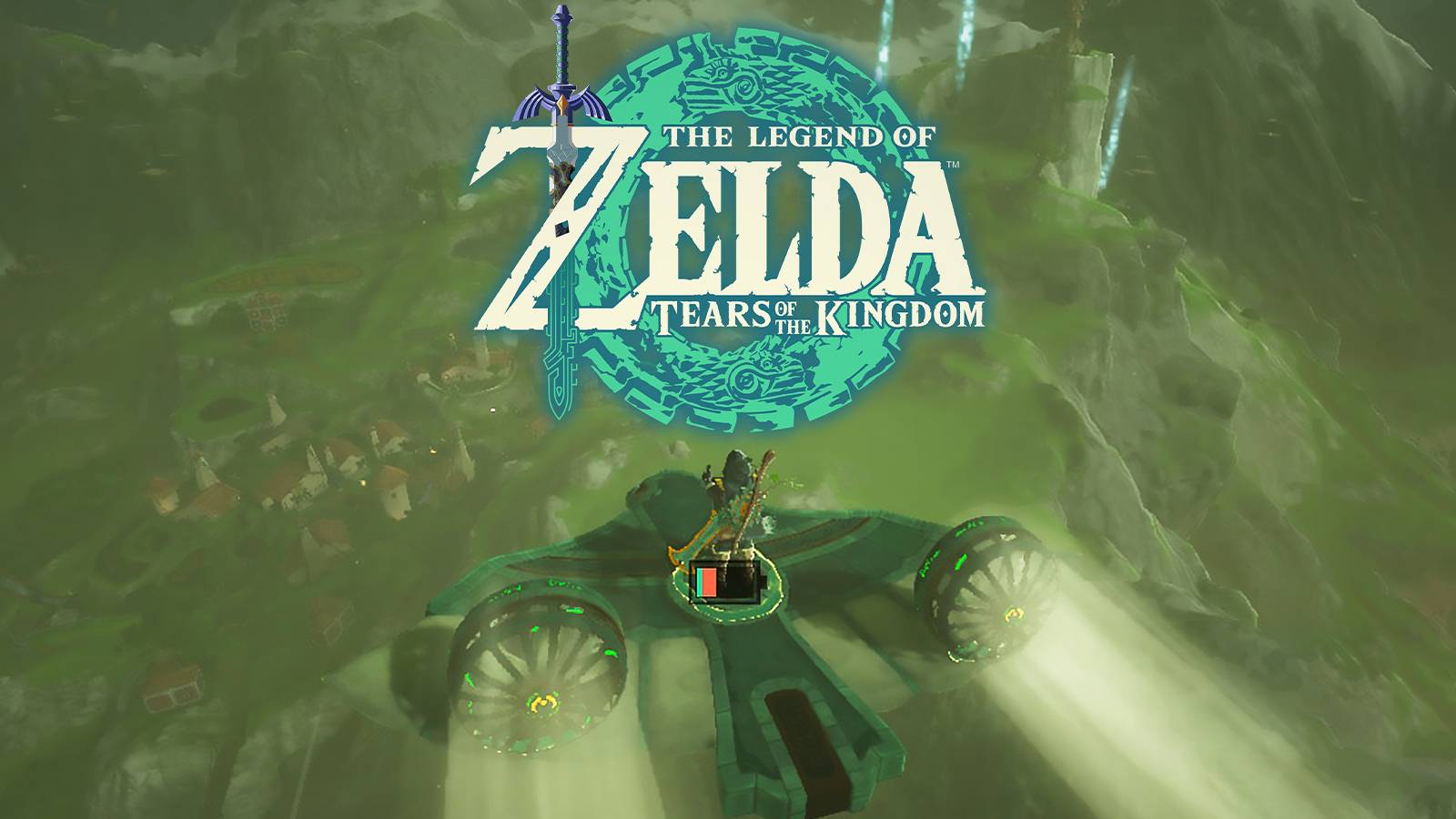 The Legend of Zelda Tears of the Kingdom TOTK Link flying over Hateno village