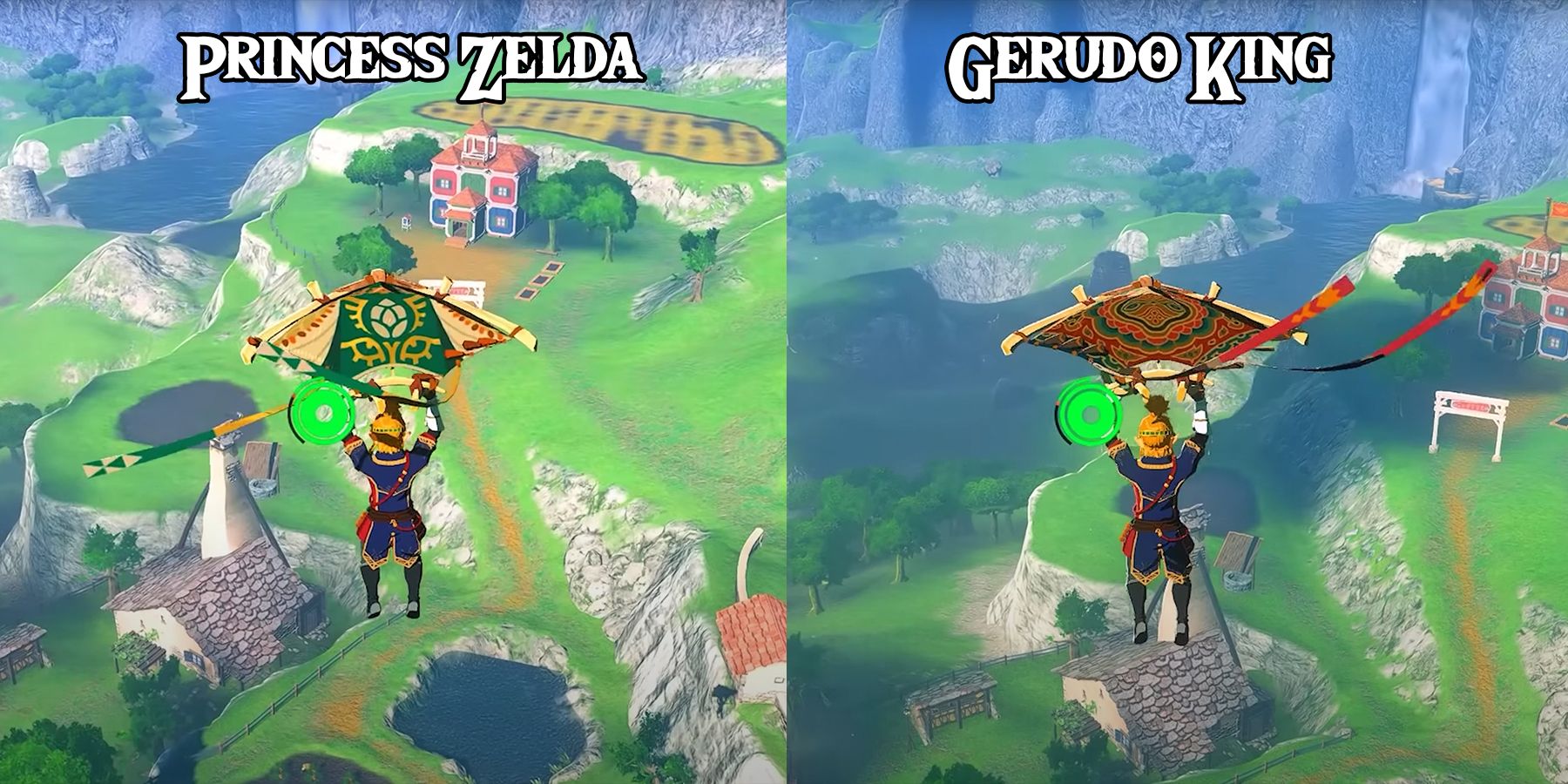 The Legend of Zelda Tears of the Kingdom TOTK Princess Zelda and Gerudo King paraglider fabrics by Lootward