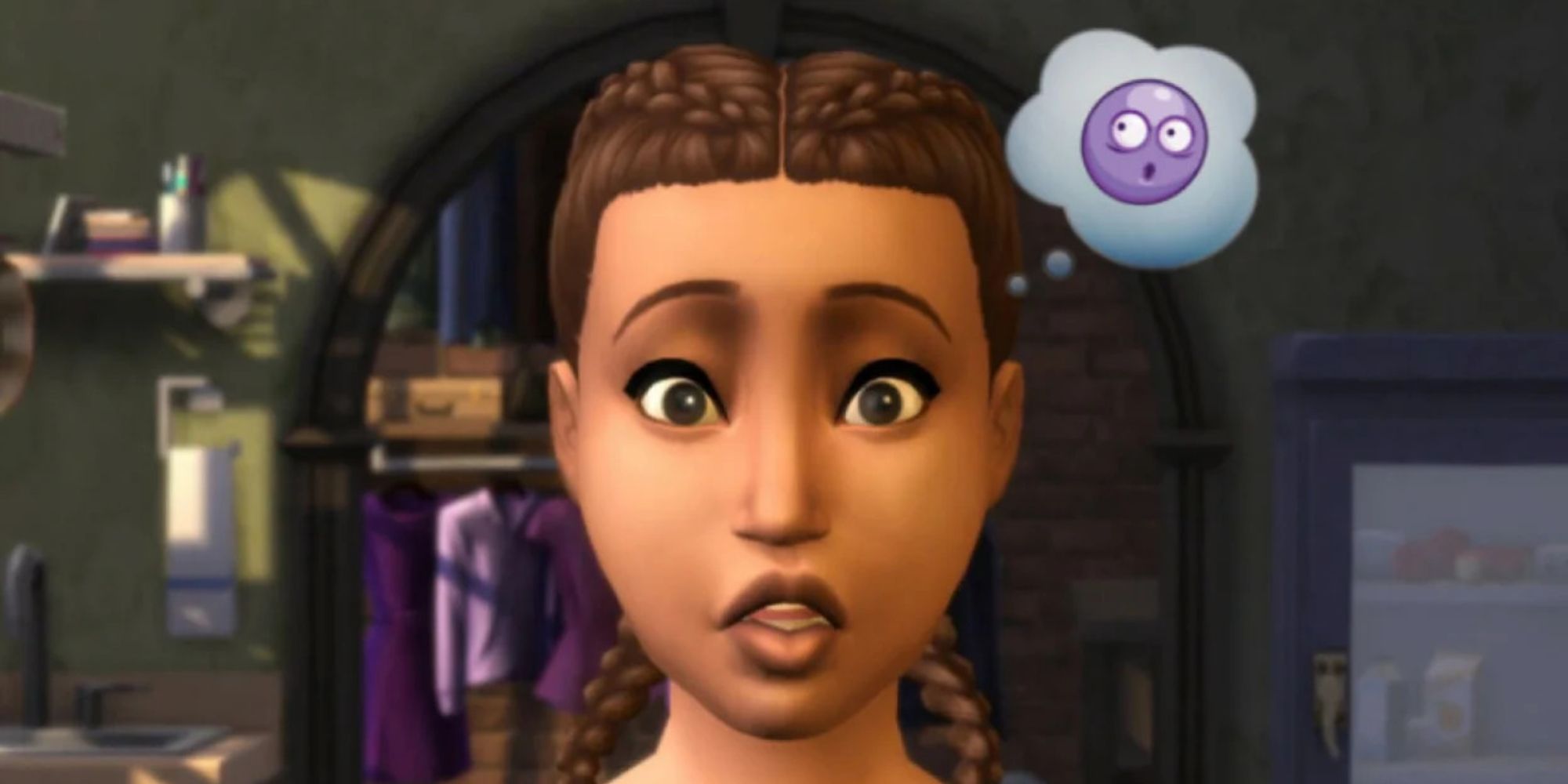 A female Sim is shocked at the thought of completing the Nightmare Legacy Challenge