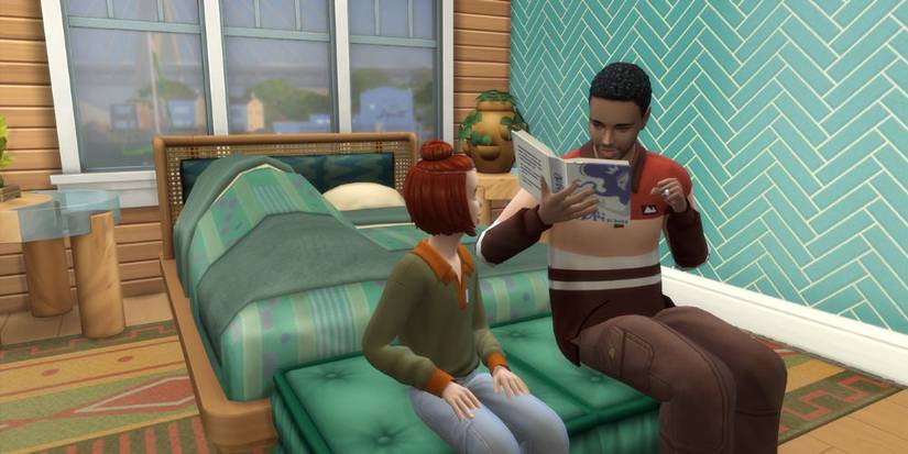 the sims 4 sim reading to his child
