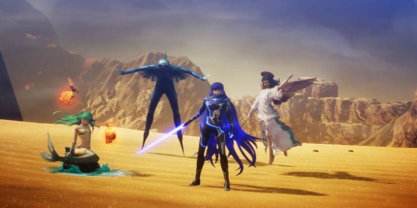 The victory screen in Shin Megami Tensei 5