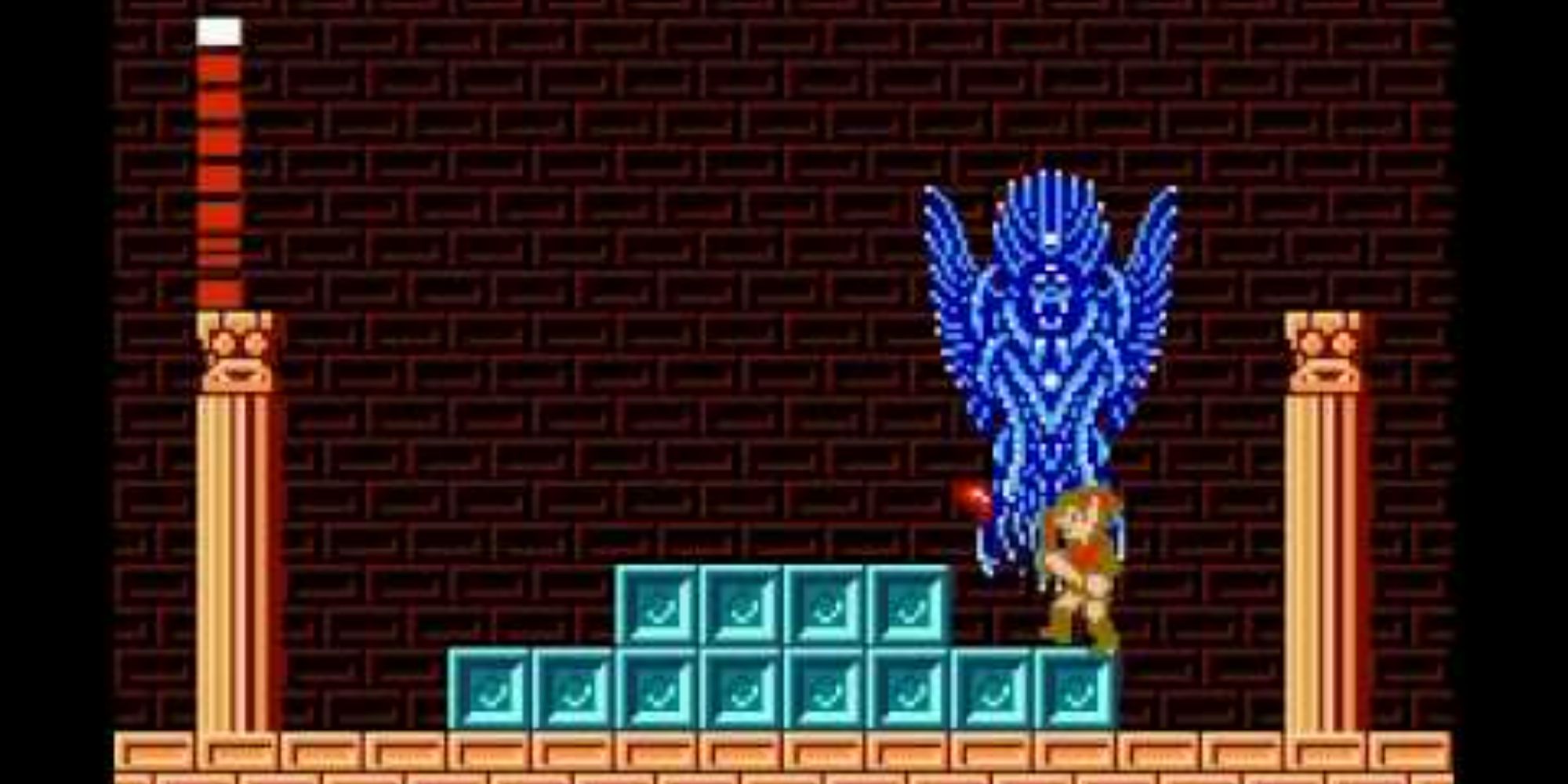 Link fighting Thunderbird in Zelda II