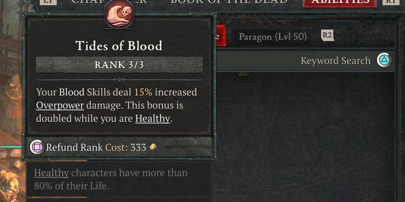 The Tides of Blood passive perk in Diablo 4