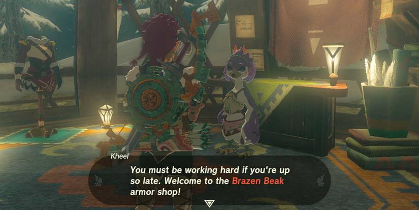 Kheel, Rito vendor for Snowquill Tunic Set Piece in Zelda: Tears of the Kingdom