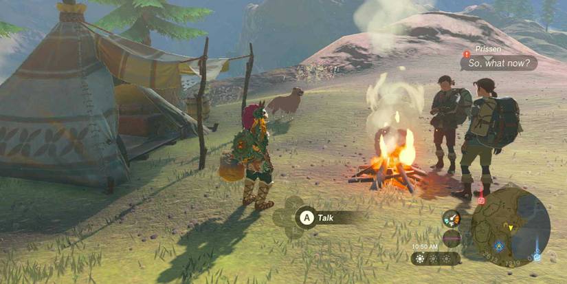 The brothers discussing Misko's manuscripts in Zelda: Tears of the Kingdom.