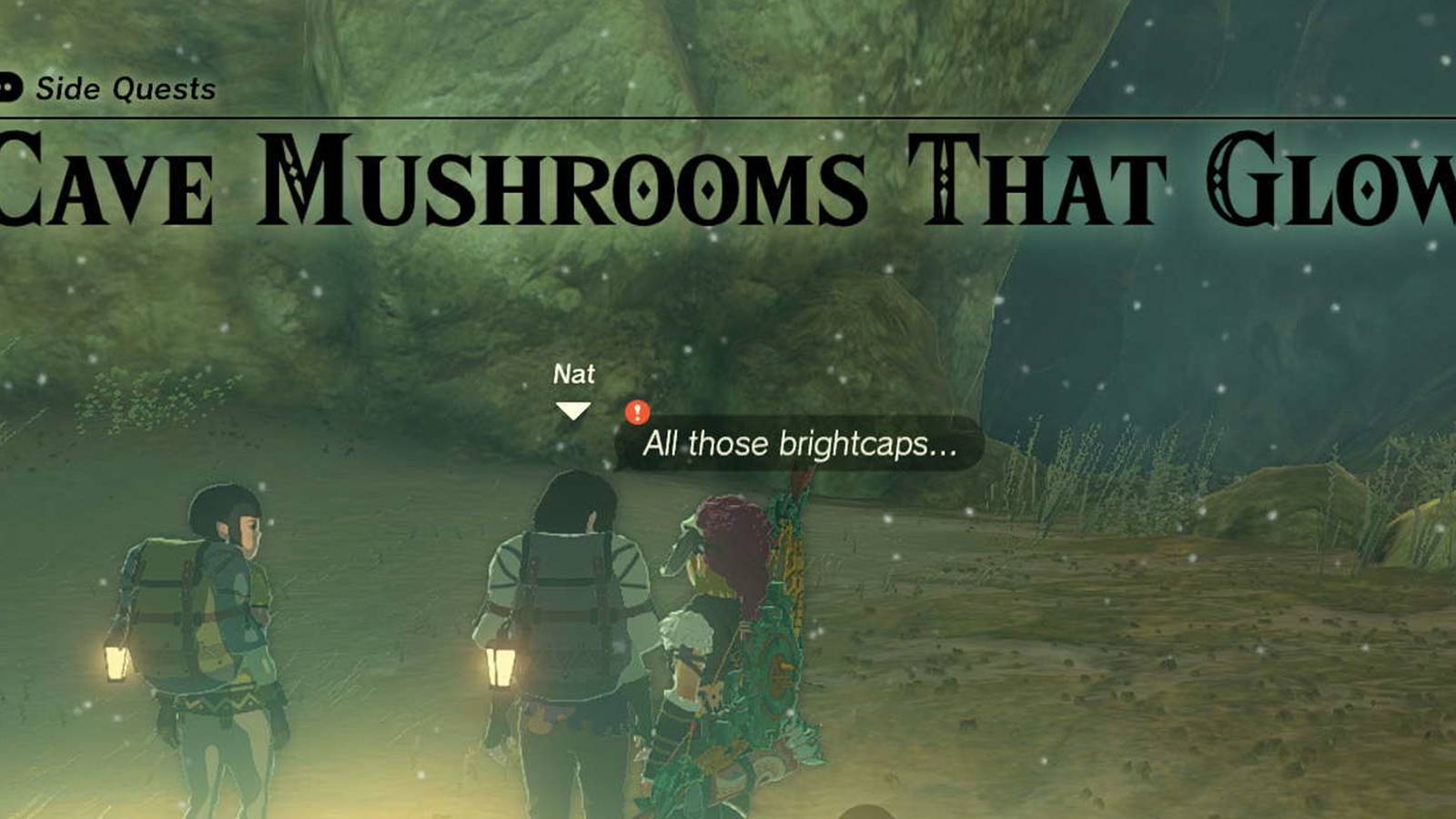 Cave Mushrooms That Glow quest in Tears of the Kingdom.